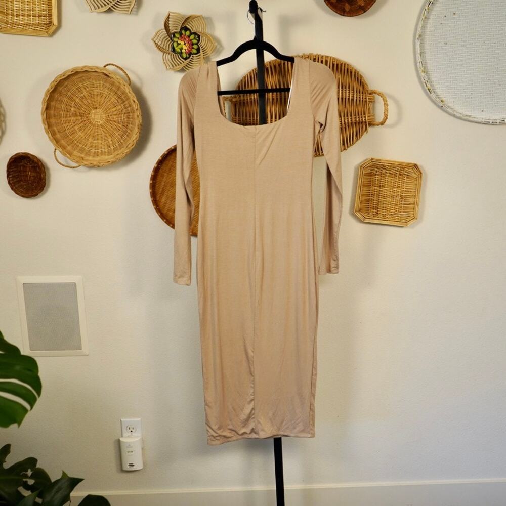 JLuxLabel Square Neck Long Sleeve Dress Cream‎ Womens Size Large
